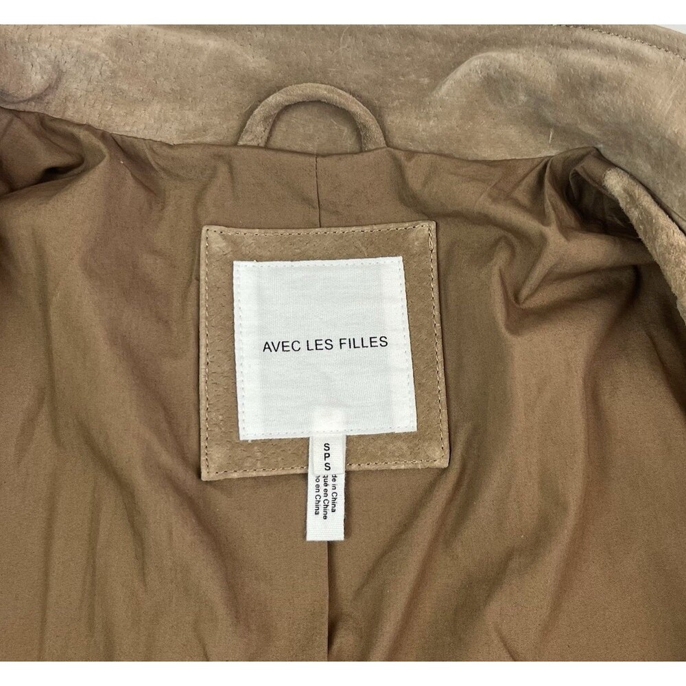 NWT Avec Les Filles Brown Suede Bomber Jacket S Leather Western Cowgirl Boho - Picture 6 of 12